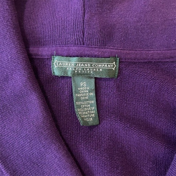 Lauren Jeans Co Ralph Lauren Petite Purple Shawl Collar Buckle Dress Women PS - Picture 8 of 9